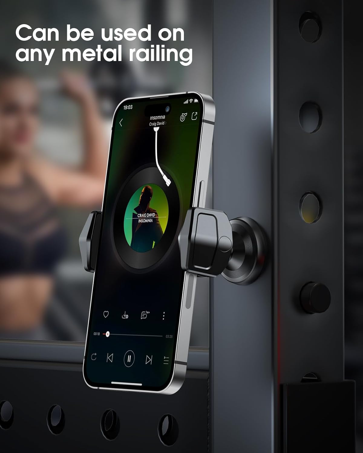 Gym Magnetic Phone Holder, 360° Rotatable Magnet Phone Holder for Gym Workout-Record, [N55 Super Magnet] Magnetic Cell Phone Holder for All 4-7 Inch Smartphones, Great Gym Accessory