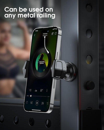 Gym Magnetic Phone Holder, 360° Rotatable Magnet Phone Holder for Gym Workout-Record, [N55 Super Magnet] Magnetic Cell Phone Holder for All 4-7 Inch Smartphones, Great Gym Accessory