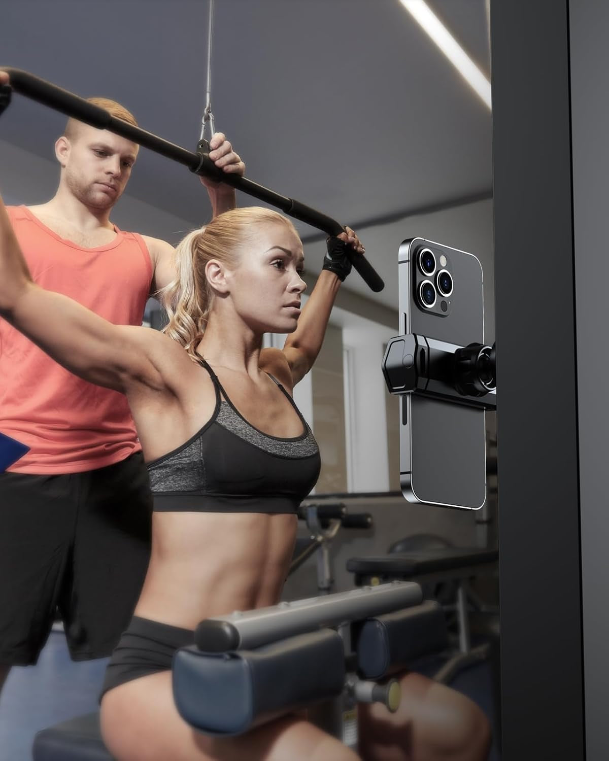 Gym Magnetic Phone Holder, 360° Rotatable Magnet Phone Holder for Gym Workout-Record, [N55 Super Magnet] Magnetic Cell Phone Holder for All 4-7 Inch Smartphones, Great Gym Accessory